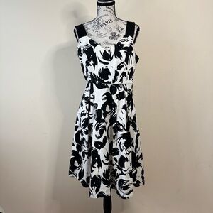 Vintage Jonathan Martin Studio Dress size 12 Black White Floral Whimsigoth Y2K